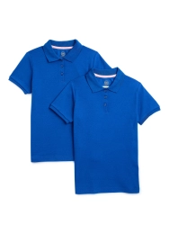 Girls School Uniform Interlock Short Sleeve Polo Shirt