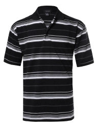Mens Basic Casual Short Sleeves Stripe 3 Button Placket Polo