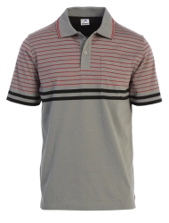 Mens Double Striped Polo Shirt With Pocket Yarn Dye
