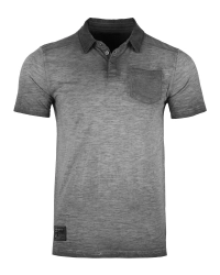 Mens Short Sleeve Vintage Polo Shirt With Chest Pocket Garment Color Dyed Oil Wash And Chest Pocket