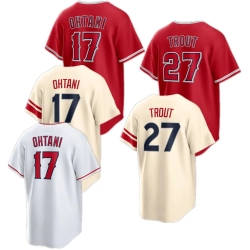 Mens Baseball Angel Short Sleeves Uniform 17 Shohei Ohtani Jerseys Custom Sports Shirts