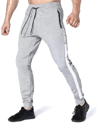 Mens Jogging Pants Workout Running Joggers White Side Sweatpants With Zipper Pocket