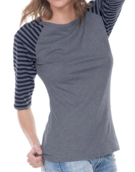 Juniors Striped Jersey Contrast Raglan 34 Sleeve Juniors Striped Jersey Contrast Raglan 34 Sleeve