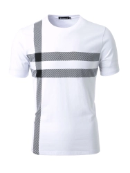 Mens Short Sleeves Crew Neck Striped Checked Tee Shirt Mens Short Sleeves Crew Neck Striped Checked Tee Shirt