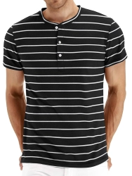 Mens Striped Shirt Short Sleeve T Shirts Casual Summer Henley Tops Crew Neck Basic Tee Mens Striped Shirt Short Sleeve T Shirts Casual Summer Henley Tops Crew Neck Basic Tee