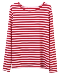 Women Red White Striped Long Sleeve T Shirt Cotton Loose Shirt Female Basic O Neck Tops Tee Women Red White Striped Long Sleeve T Shirt Cotton Loose Shirt Female Basic O Neck Tops Tee