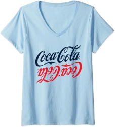 Womens Coca Cola Flip Script V Neck T Shirt Made In Bangladesh Womens Coca Cola Flip Script V Neck T Shirt Made In Bangladesh