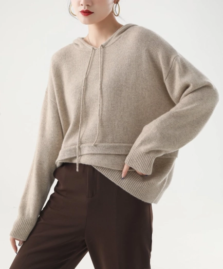 Ladies Cashmere Knitted Hoodie Sweater Supplier Bangladesh