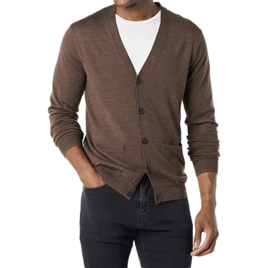 Mens Merino Wool Cardigan Sweater
