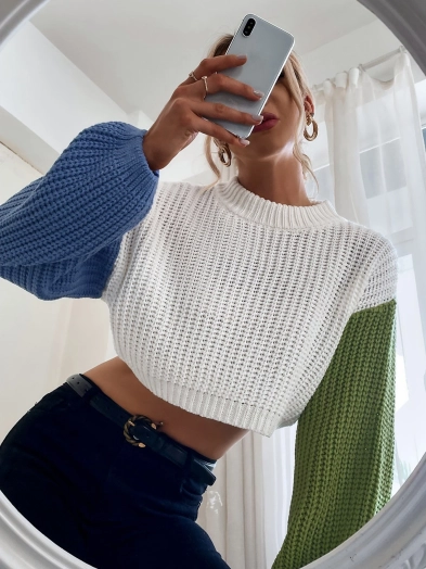 Womens Knitted Two Tone Sweater Supplier Bangladesh