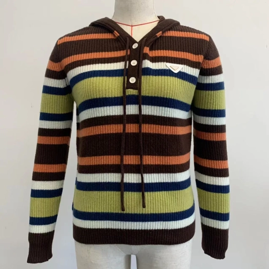 Womens Striped Wool Hoodie Sweater Manufacturer Supplier Bangladesh