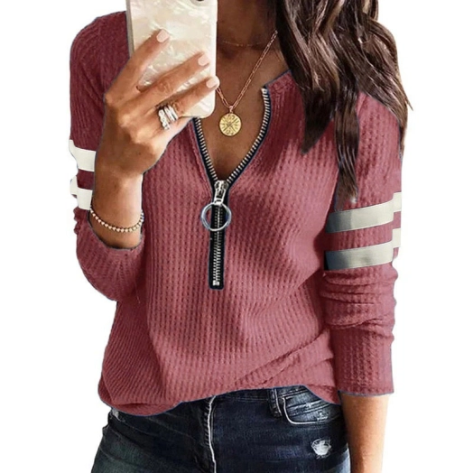 Womens Zipper V Neck T Shirt Sweater Supplier Bangladesh