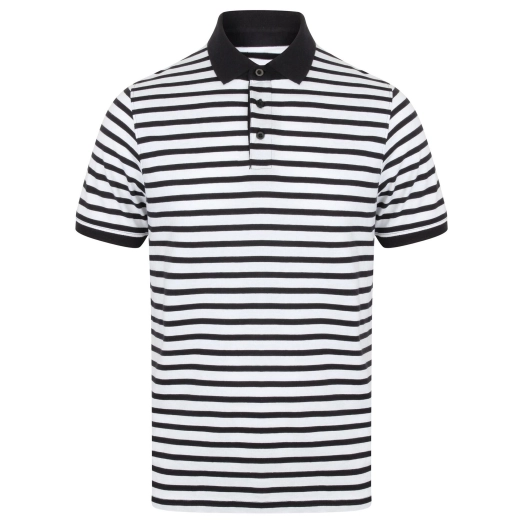 Front Row Mens Striped Jersey Polo Shirt