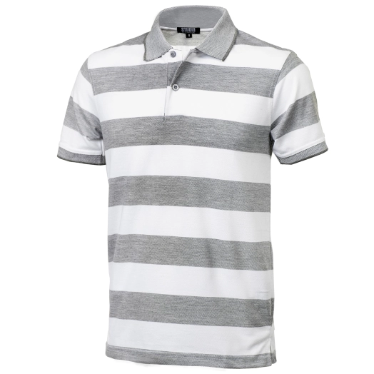 Mens Cotton Casual Grindle Striped Polo Shirt Short Sleeve