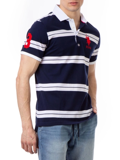 Mens Rugby Stripe Pique Polo Shirts