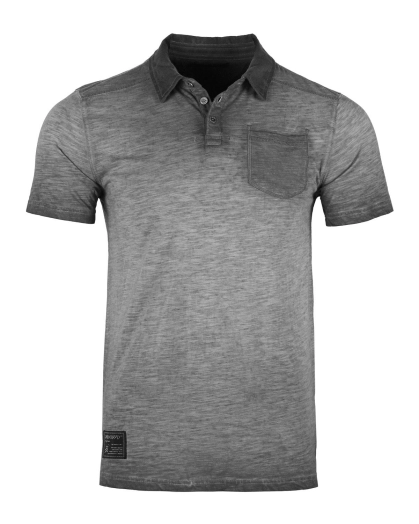 Mens Short Sleeve Vintage Polo Shirt With Chest Pocket Garment Color Dyed Oil Wash And Chest Pocket