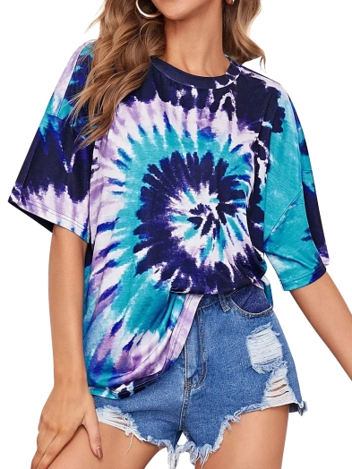 Girls Tie Dye T Shirts Round Neck From Bangladesh Garments Factory