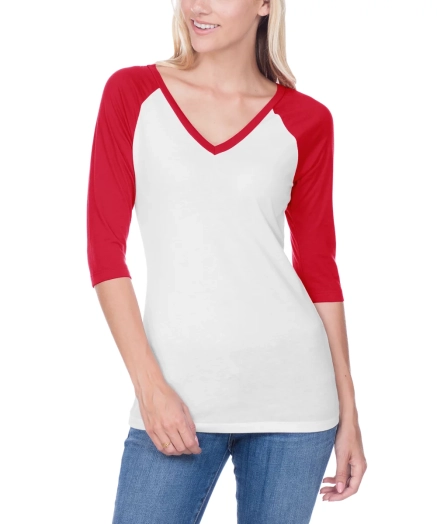 Jersey Contrast Neck Raglan 34 Sleeve T Shirt