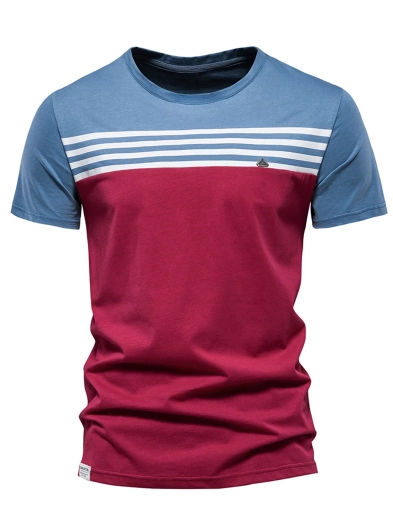 Mens Color Block Short Sleeve Tee Shirt From Bangladesh