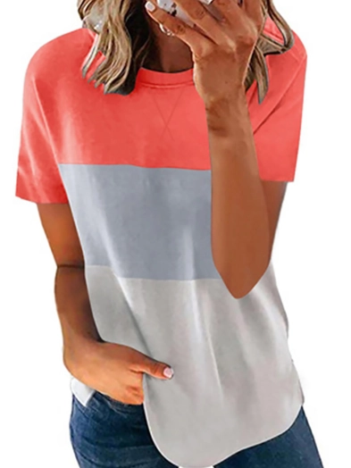Womens Round Neck Short Sleeve T Shirt Tunic Loose Pullover Tops
