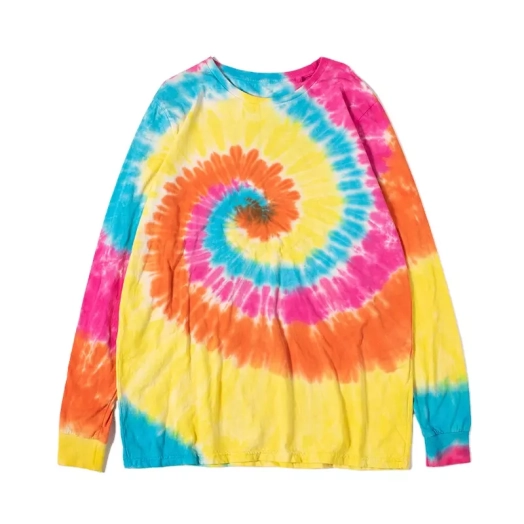 Unisex Tie Dye Long Sleeve Oversized Cotton Mens T Shirt